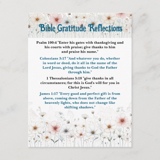 Bible Gratitude Reflections Customizable Card (Front)