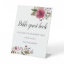 Bible Guest Book Burgundy Floral Wedding Pedestal Sign