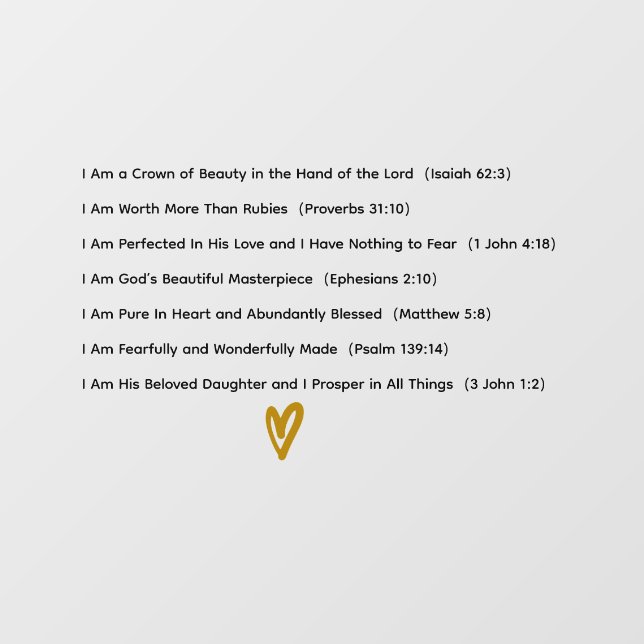 Bible I AM Affirmations for the Christian Girl     Wall Decal (Front)