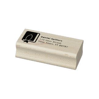 Bible & Ichthys Logo | Christian Book Faith Symbol Rubber Stamp