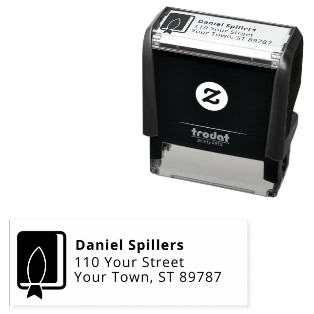 Bible & Ichthys Logo | Christian Book Faith Symbol Self-inking Stamp (In Situ)