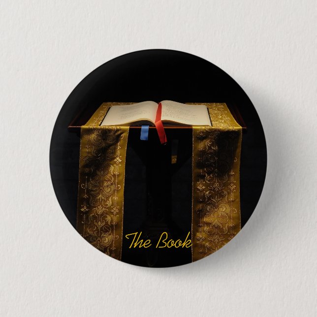 Bible in church pinback button (Front)