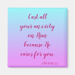 Bible inspiration cast all your anxiety ombre magnet