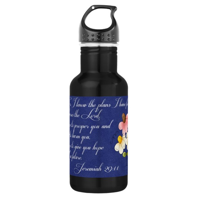 Bible Inspirational Verse  Jeremiah 29:11 Stainless Steel Water Bottle (Front)