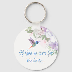 Bible Inspired Quote Flowers Hummingbird Bird Keychain