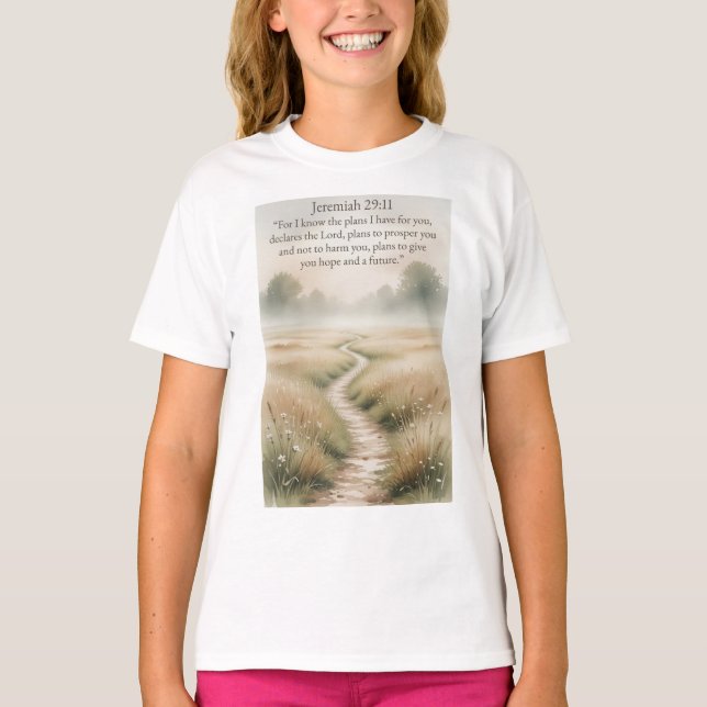 Bible Jeremiah 29:11 Christian Girl's Tee Shirt (Front)