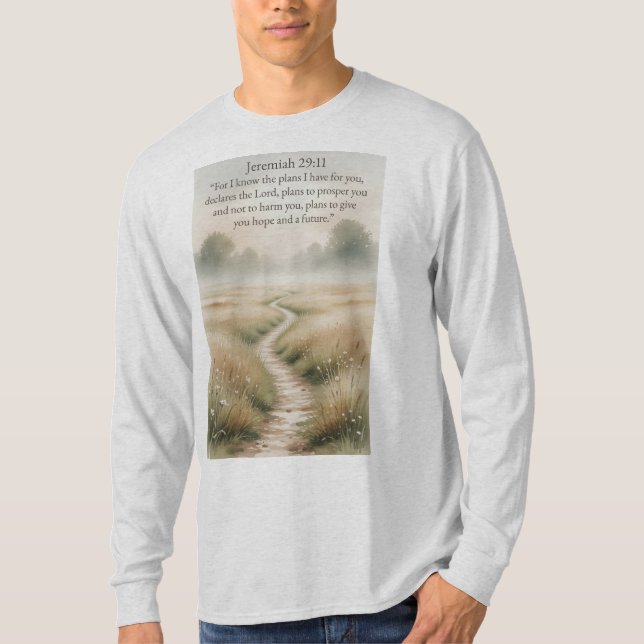 Bible Jeremiah 29:11 Long Sleeve Men's Tee Shirt (Front)