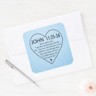 Bible - John 11:25-26 Square Sticker