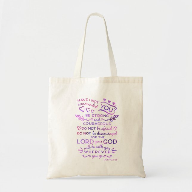 Bible Joshua 1:9 Tote Bag (Front)