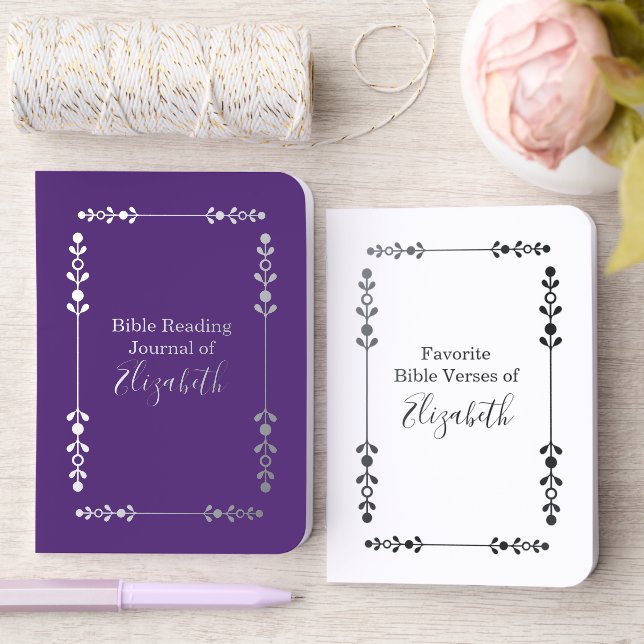 Bible Journal Custom Name Silver Foil Notebook Set (Wedding)