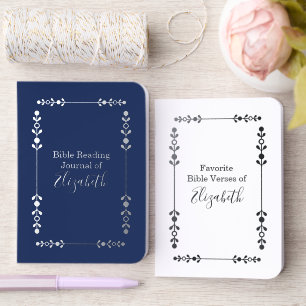 Bible Journal Custom Name Silver Foil Notebook Set