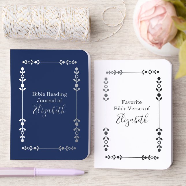 Bible Journal Custom Name Silver Foil Notebook Set (Wedding)