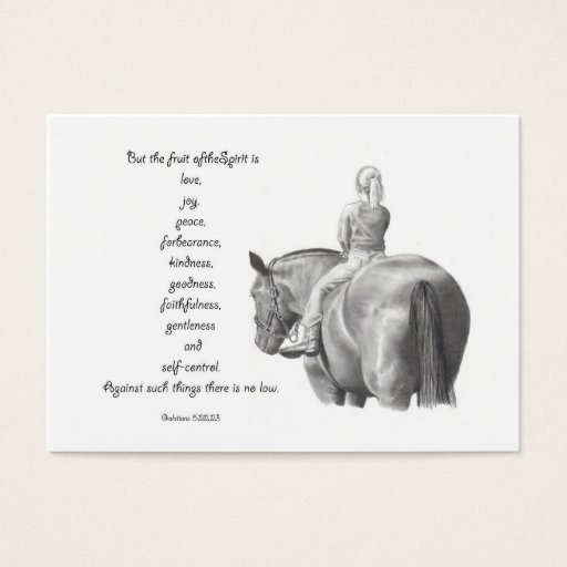 Customizable BIBLE MINI CARD: Horse: FRUIT OF SPIRIT: Drawing Business Cards