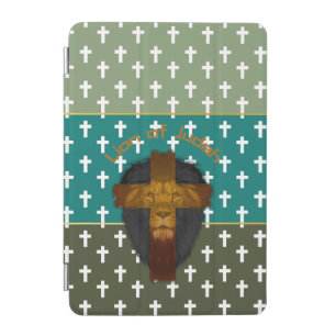 Bible Olive Turquoise Green Cross Lion of Judah iPad Mini Cover