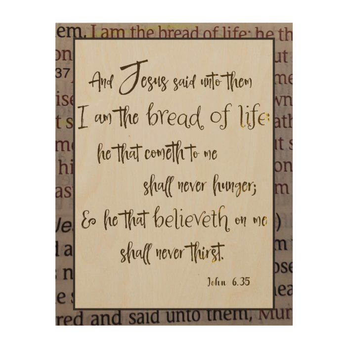 Bible Page W Bread Of Life Bible Verse Wood Wall Art Zazzle Com