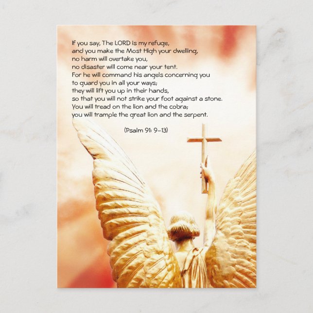 Bible passage, angel of the Lord, psalm 91 Postcard (Front)