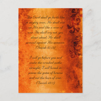 Bible passage, brown grunge florals postcard