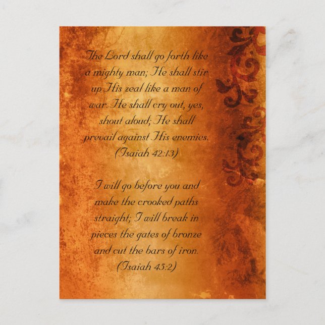 Bible passage, brown grunge florals postcard (Front)