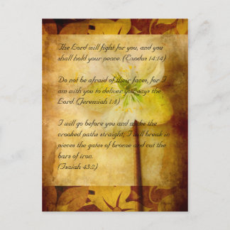 Bible passage, brown grunge & hellebora postcard