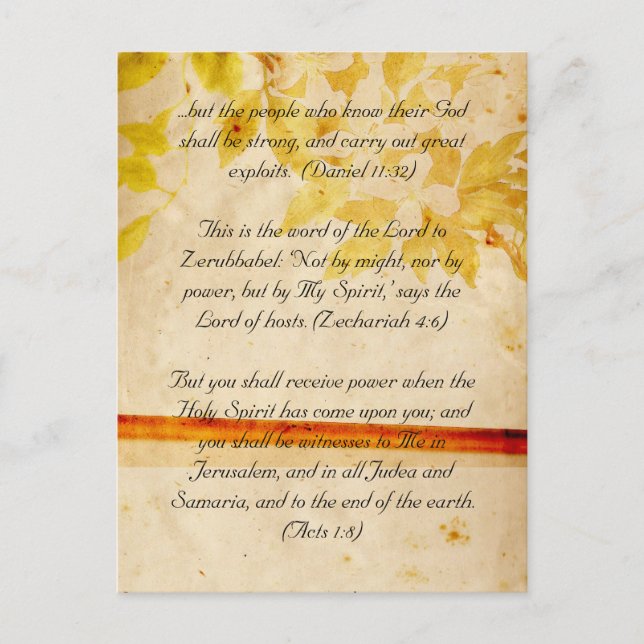 Bible passage, grunge flowers postcard (Front)