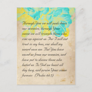 Bible passage, grunge flowers postcard