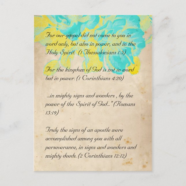 Bible passage, grunge flowers postcard 2 (Front)