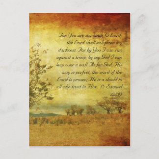 Bible passage, grunge landscape postcard