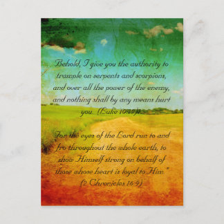 Bible passage, rural road and fields grunge postcard