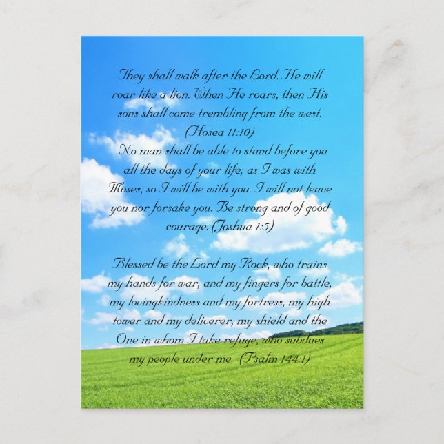Bible passage, the fields and blue sky postcard (Front)