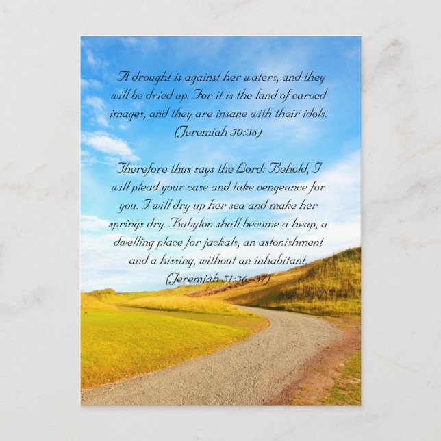 Bible passage, the road and blue sky postcard (Front)
