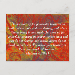 Bible Postcard Matthew 6:19-21   Rust   Treasures