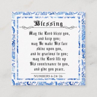 BIble Priestly Blessing Numbers Blue Square Calling Card