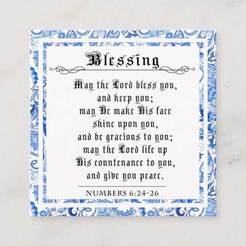 BIble Priestly Blessing Numbers Blue Square Calling Card
