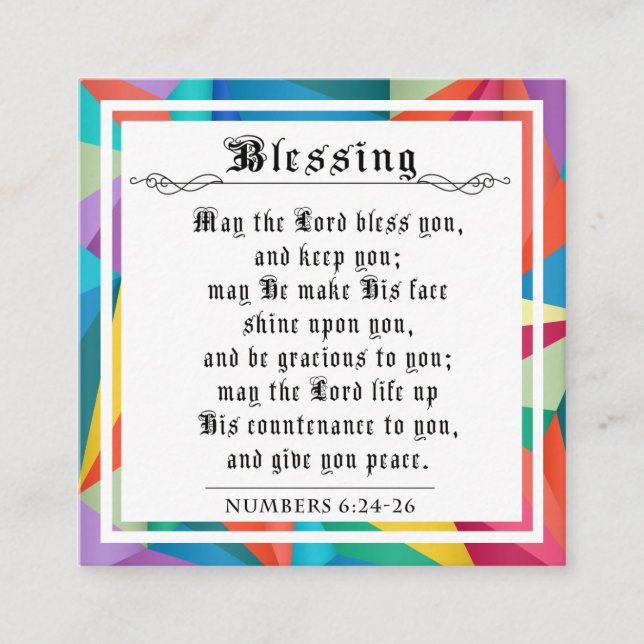 BIble Priestly Blessing Numbers Geometric Colors Calling Card (Front)