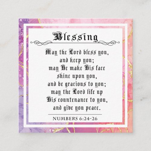 BIble Priestly Blessing Numbers Pink Lavender Calling Card