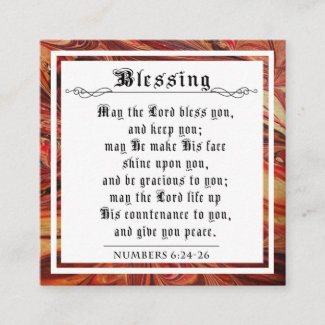 BIble Priestly Blessing Numbers Red Marble Square Calling Card