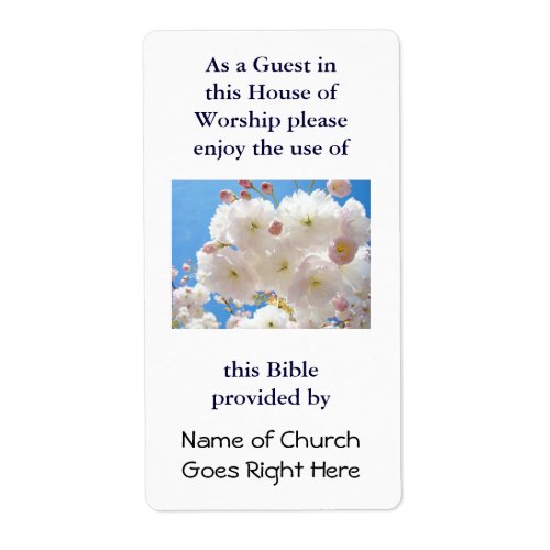 Bible provided by Name of Church Book Tags Floral