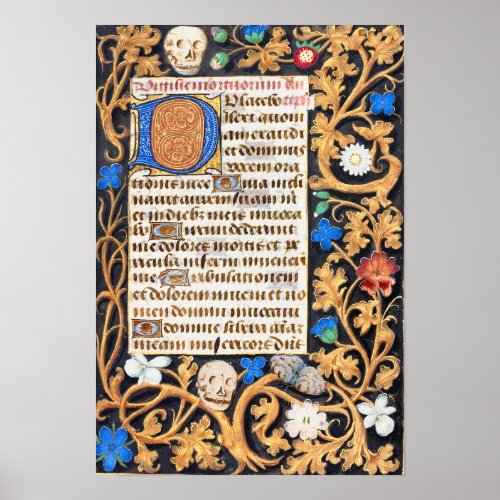 Bible Psalm 114 Medieval Manuscript _ Memento Mori Poster