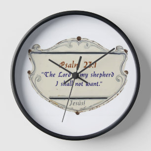 Bible Psalm 23:1 Shield Wall Clock
