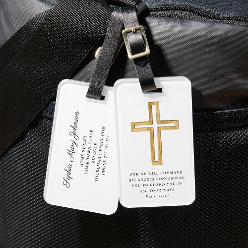 Bible Psalm 9111 Blessed Travel Religious Cross Luggage Tag