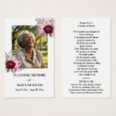 Bible Psalm Memorial Photo Floral Prayer Card (Front & Back)