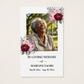 Bible Psalm Memorial Photo Floral Prayer Card (Front)