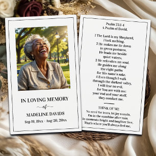Bible Psalm Memorial Photo Prayer Card