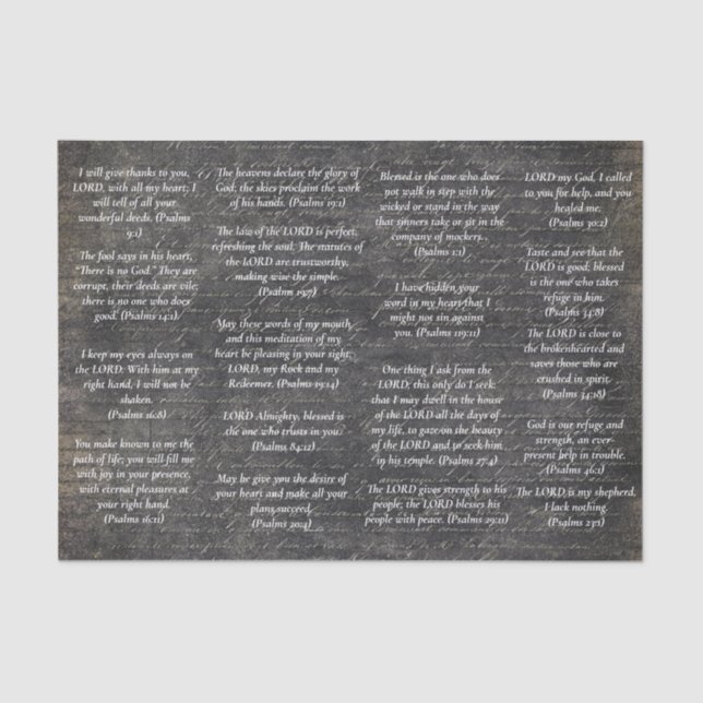 Bible Psalm Verses for Journals on Antique Black Tissue Paper (Front)