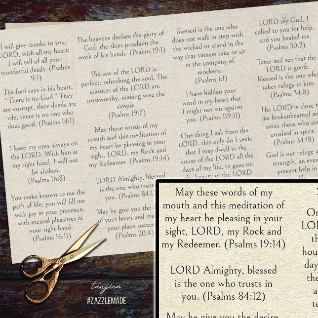 Bible Psalm Verses on Antique Paper for Journals  (Creator Uploaded)