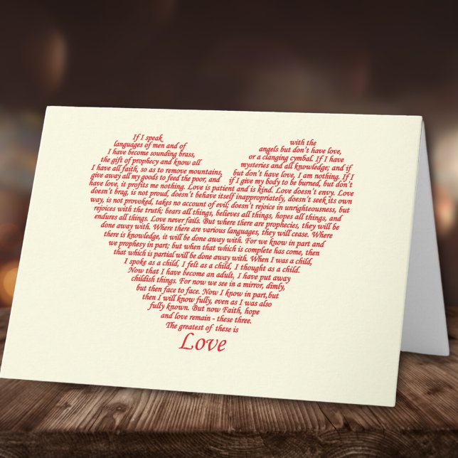 Bible Quote 1 Corinthians 13 Love Heart Art Design Card (Love bible quote 1 Corinthians 13 heart art greetings card)