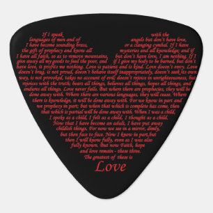 Bible Quote 1 Corinthians 13 Love Heart Art Design Guitar Pick