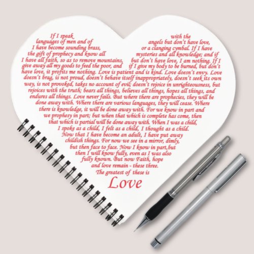 Bible Quote 1 Corinthians 13 Love Heart Art  Notebook