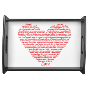Bible Quote 1 Corinthians 13 Love Heart Christian Serving Tray