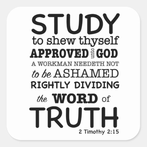 Bible Quote 2 Timothy 215 Square Sticker